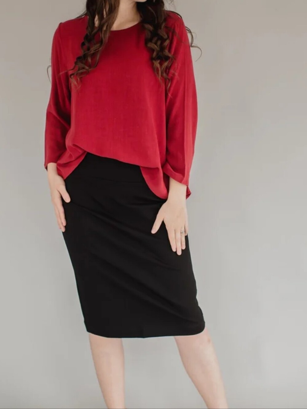 Linen Blend Top - Red